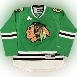Chicago Blackhawks Blank St. Patty’s Reebok NHL Hockey Jersey Size S